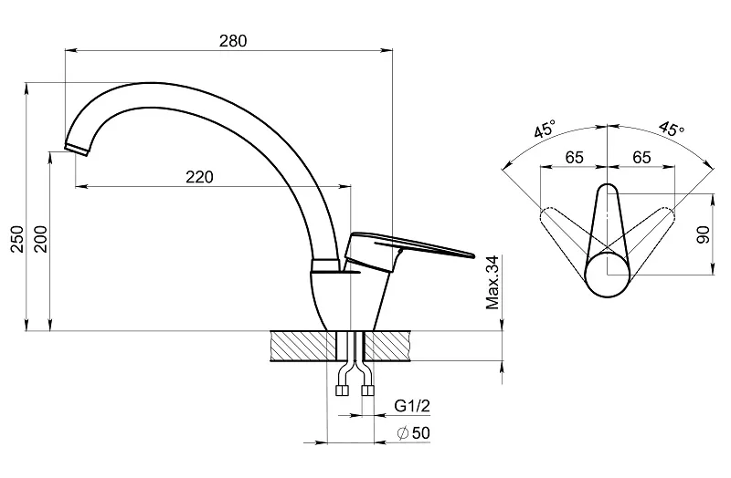 ST-03, БЕЛЫЙ СМЕСИТЕЛЬ КУХОННЫЙ