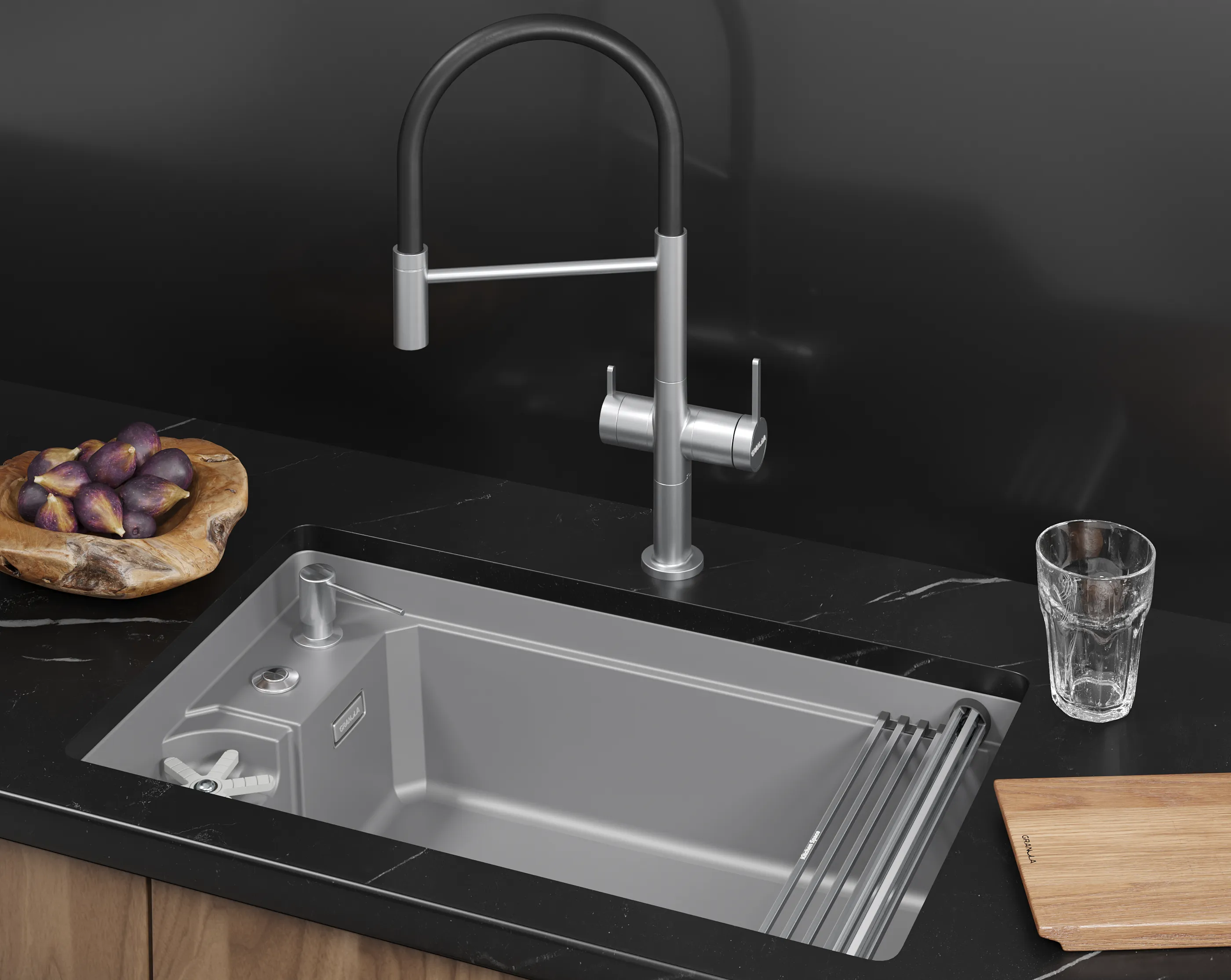 7309RU, АЛЮМИНИУМ, кухонная мойка, кварц KITCHEN SPACE RINZER