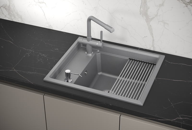 Мойка для кухни Granula Kitchen Space 6004 алюминиум, 60х51 см, прямоугольная